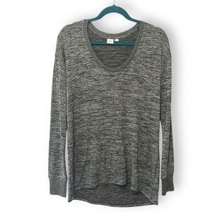 GAP Olive Green Heathered Scoop neck Ultra Soft Long Sleeve T Shirt Top